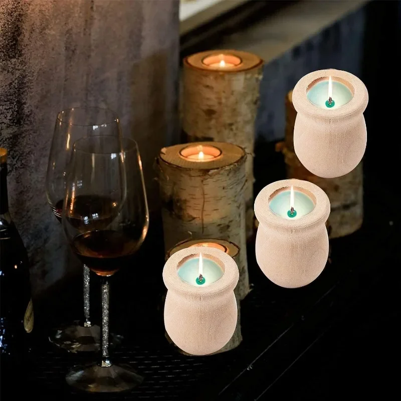 Jarrón de madera en blanco sin - Candle Containers reseña y precio